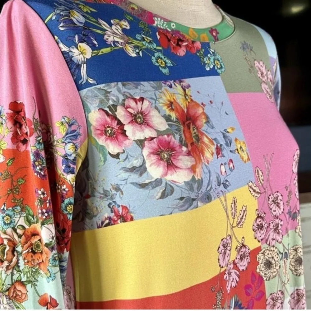 🔥🔥Johnny Was Marcel Lenora Patchwork Tunic Floral Motif Pink & Yellow SizeXSMALL_7